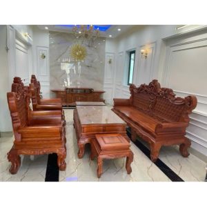 Bộ bàn ghế hoàng gia chân 14 gỗ hương đá vách đục quả trám